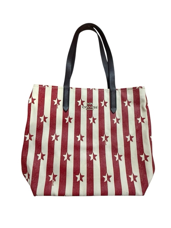 Coach Handbags - COACH Red & Cream Star Stripe Tote Bag